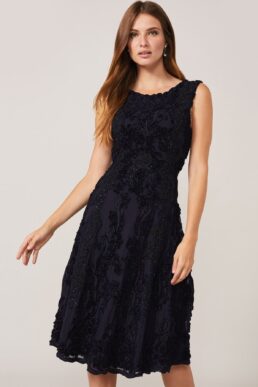 Phase Eight Penelope Tapework Lace Fit And Flare Dress Navy