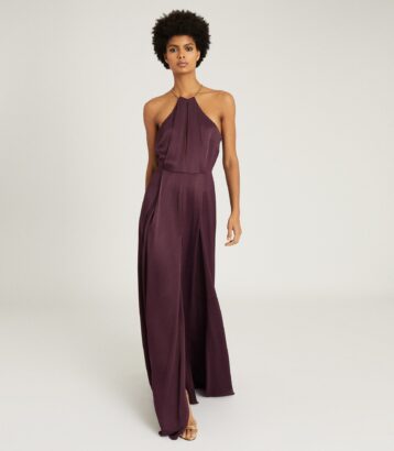 Reiss Anne Chain Detail Maxi Dress Berry Red Pink Purple