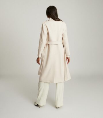 Reiss Sian Wool Blend Trench Coat, Ivory/Neutral - Image 2