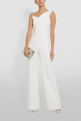 Roland Mouret Platano One-Shoulder Jumpsuit White