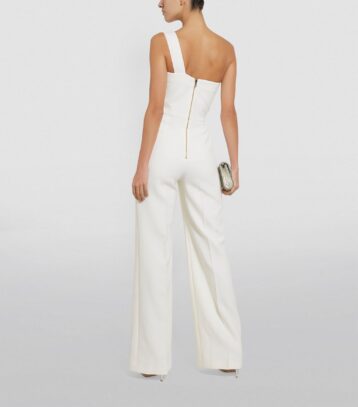 Roland Mouret Platano One-Shoulder Jumpsuit White