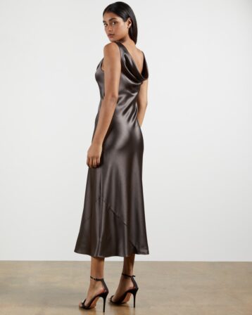 Ted Baker KINSEYY Cowl neck midi slip dress Metallic Grey