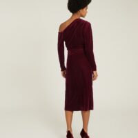 Reiss Bella velvet midi dress, berry red/purple