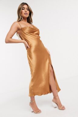 Bec & Bridge exclusive martini club split dress gold cinnamon