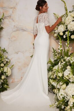 Chi Chi Bridal Hayley Lace Overlay Dress White