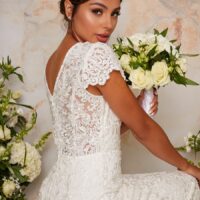 Chi Chi Bridal Shauni Lace Embroidered Maxi Dress, White