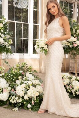 Chi Chi Bridal Tyler Embellished Dress, Ivory