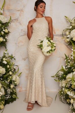 Chi Chi Bridal Tyler Embellished Dress Ivory