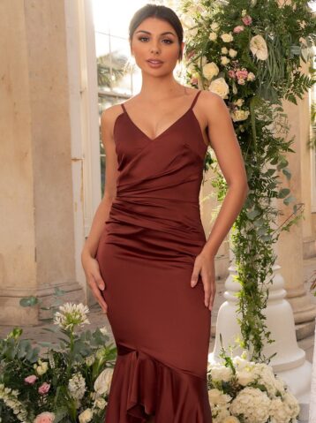 Chi Chi Clara Bridesmaid Dress Dark Orange