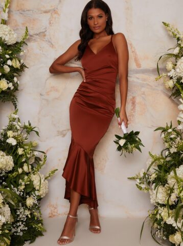 Chi Chi Clara Bridesmaid Dress, Dark Orange - Image 3
