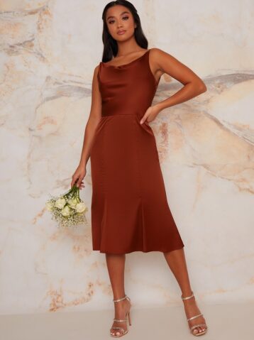 Chi Chi Petite Tamara Short Bridesmaid Dress Dark Orange