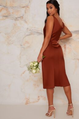 Chi Chi Petite Tamara Short Bridesmaid Dress Dark Orange