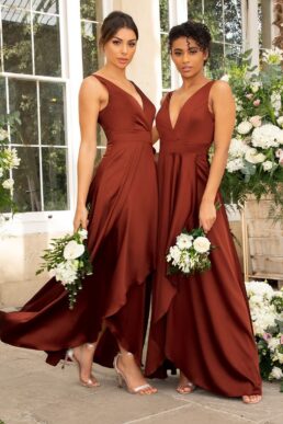 Chi Chi Seren Bridesmaid Maxi Dress Dark Orange