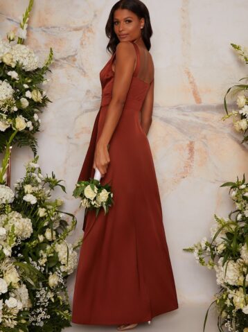 Chi Chi Seren Bridesmaid Maxi Dress Dark Orange