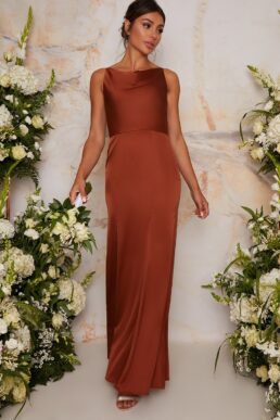 Chi Chi Tamara Maxi Bridesmaid Dress Dark Orange