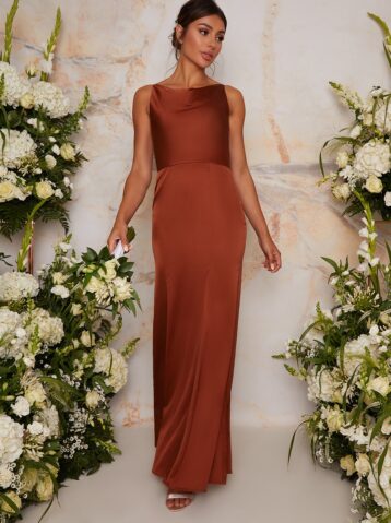 Chi Chi Tamara Maxi Bridesmaid Dress Dark Orange myonewedding