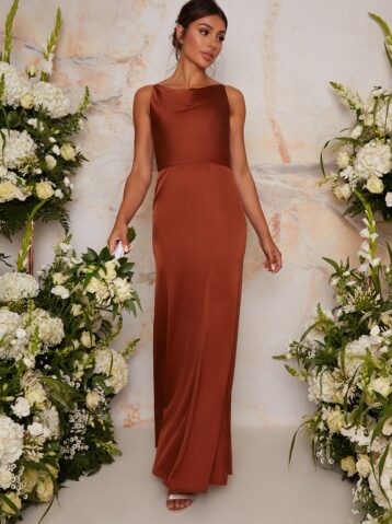 Chi Chi Tamara Maxi Bridesmaid Dress Dark Orange