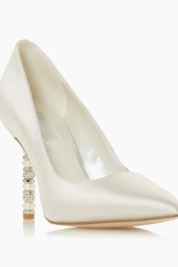 Dune Ladies Women's Bonds Pearl Crystal Heel Detail Wedding Shoes Stiletto Heel