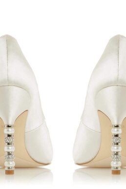 Dune Ladies Women's Bonds Pearl Crystal Heel Detail Wedding Shoes Stiletto Heel