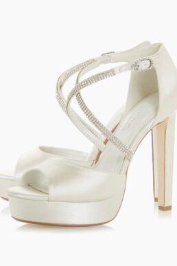 Dune Makeup Diamante Cross Strap Platform Heel Stiletto Heel Ivory