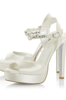 Dune Miracle Crystal Embellished Studded Platform Wedding Shoes Stiletto Heel Ivory