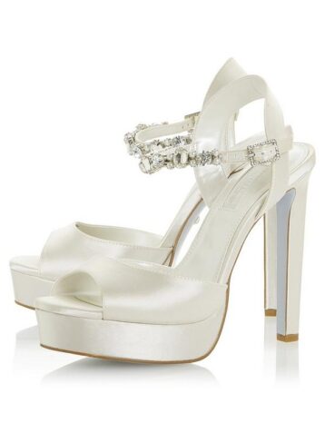 Dune Miracle Crystal Embellished Studded Platform Wedding Shoes Stiletto Heel Ivory