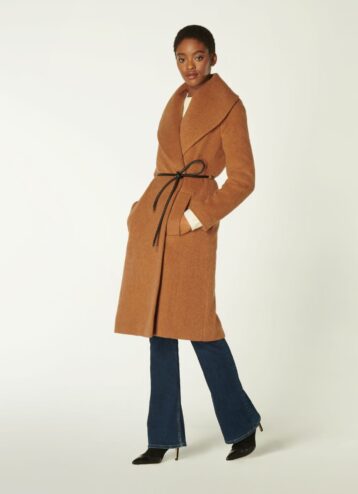 L.K.Bennett Manon Camel Wool-Blend Shawl Collar Coat