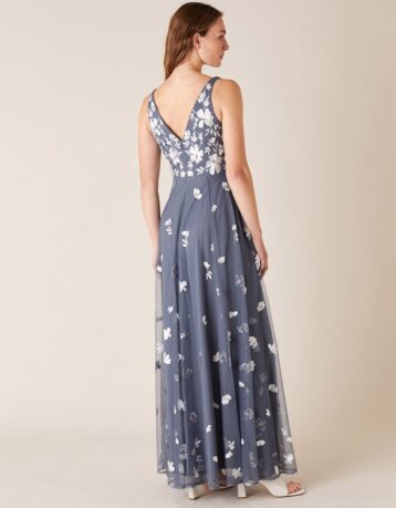 Monsoon Clemence embroidered maxi dress grey/white - Image 2