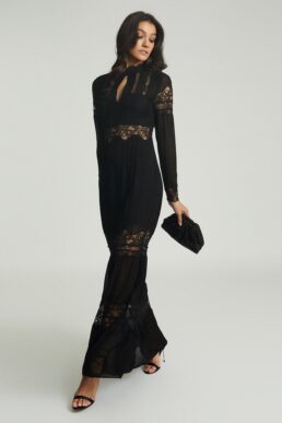 Reiss Miranda Lace Maxi Dress Black