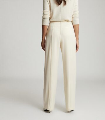 Cream wide leg clearance trousers uk