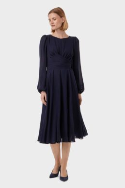 Hobbs Sadie Fit And Flare Dress Navy Blue