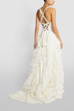 Maria Lucia Hohan Ruffle Sofi Bustier Gown Platinium Ivory