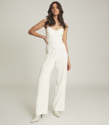 Reiss Bea Buckle Detail Jumpsuit White Cream