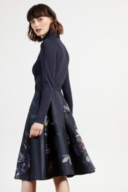 Ted Baker DOMINAA Pomegranate Full Skirt Dress Navy Multi