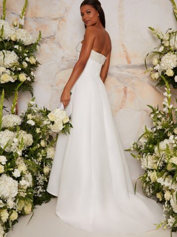 Chi Chi Bridal Bardot Embellished Wedding Dress in White