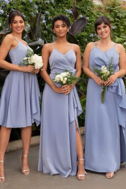 Chi Chi Satin Bridesmaid Wrap Style Maxi Dress In Blue Lilac