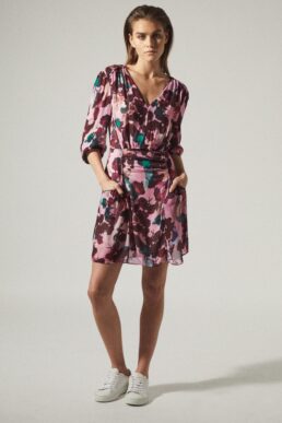 Ted Baker Josephine Floral Printed Midi Dress Pink Red