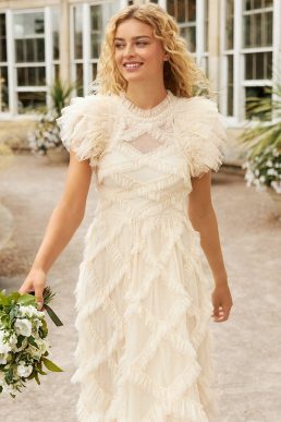 Needle & Thread Genevieve Ruffle Gown Ivory