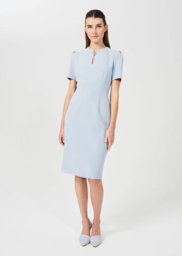 Hobbs Ana Crepe Shit Dress Pale Blue