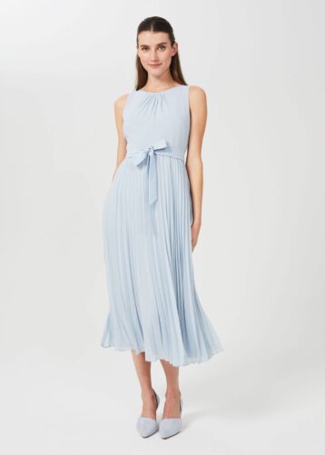 Hobbs Blythe Fit And Flare Midi Dress Light Blue