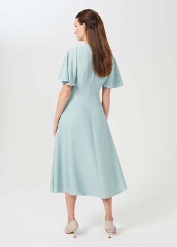 Hobbs Kristin Satin Midi Dress Pale Thyme Green