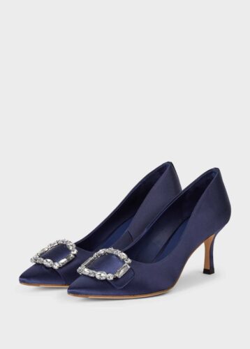 Hobbs Lucinda Satin Jewel Court Shoes Navy Blue