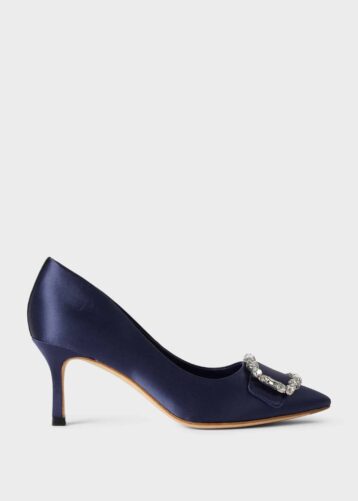 Hobbs Lucinda Satin Jewel Court Shoes Navy Blue