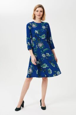 Hobbs Marietta Floral Midi Dress Blue Multi