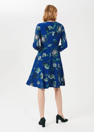 Hobbs Marietta Floral Midi Dress, Blue/Multi - Image 2