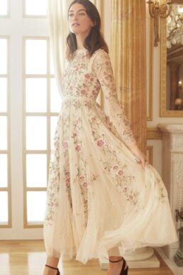 Needle & Thread LillIian Rose Ankle Gown Ivory Multi