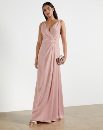 Ted Baker FLORRAA Sleeveless Wrap Maxi Dress Dusty Pink Blush