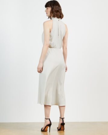Ted Baker LELLY Halterneck occasion midi dress, Neutral - Image 2