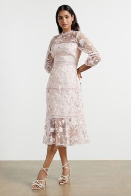 Ted Baker TABII Tiered lace midi dress Light Pink Blush