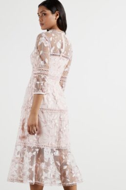 Ted Baker TABII Tiered lace midi dress Light Pink Blush